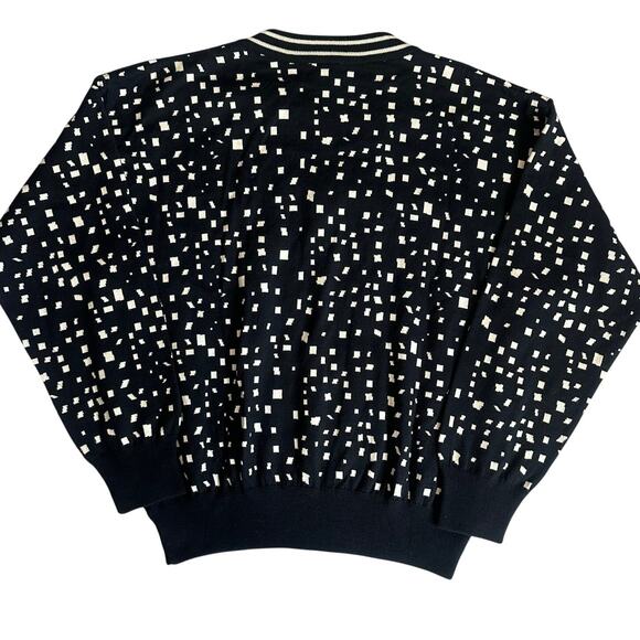 Vintage Mondi Black/Cream Polka dotted V-Neck Sweater- 52(US L/XL) - Picture 2 of 9